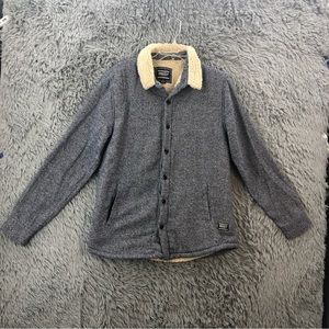 Grizzly Griptape Jacket Mens Medium Gray Sherpa Button Up Pockets